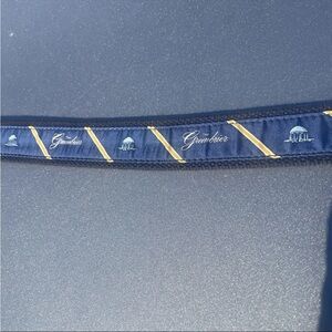 The Greenbrier Vineyard Vines Navy Ribbon Belt, Brown Leather Trim, size 32 USA